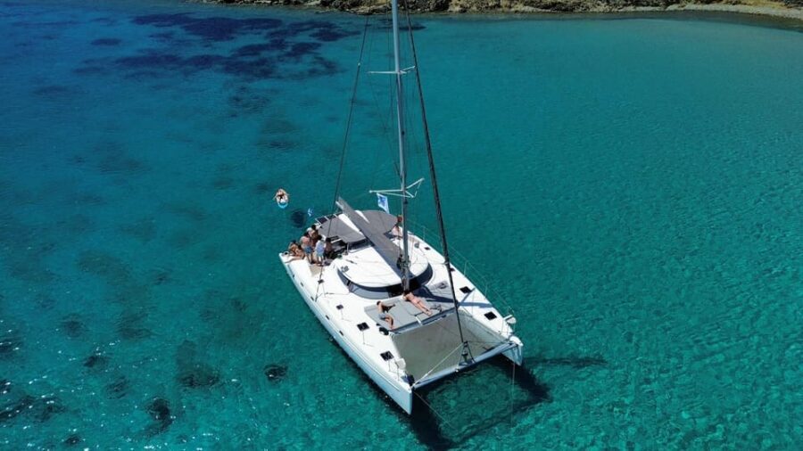 Heraklion: Dia Island Luxury Catamaran Cruise with Meal - The Lagoon 450F sailing hour: comfort that actually shows